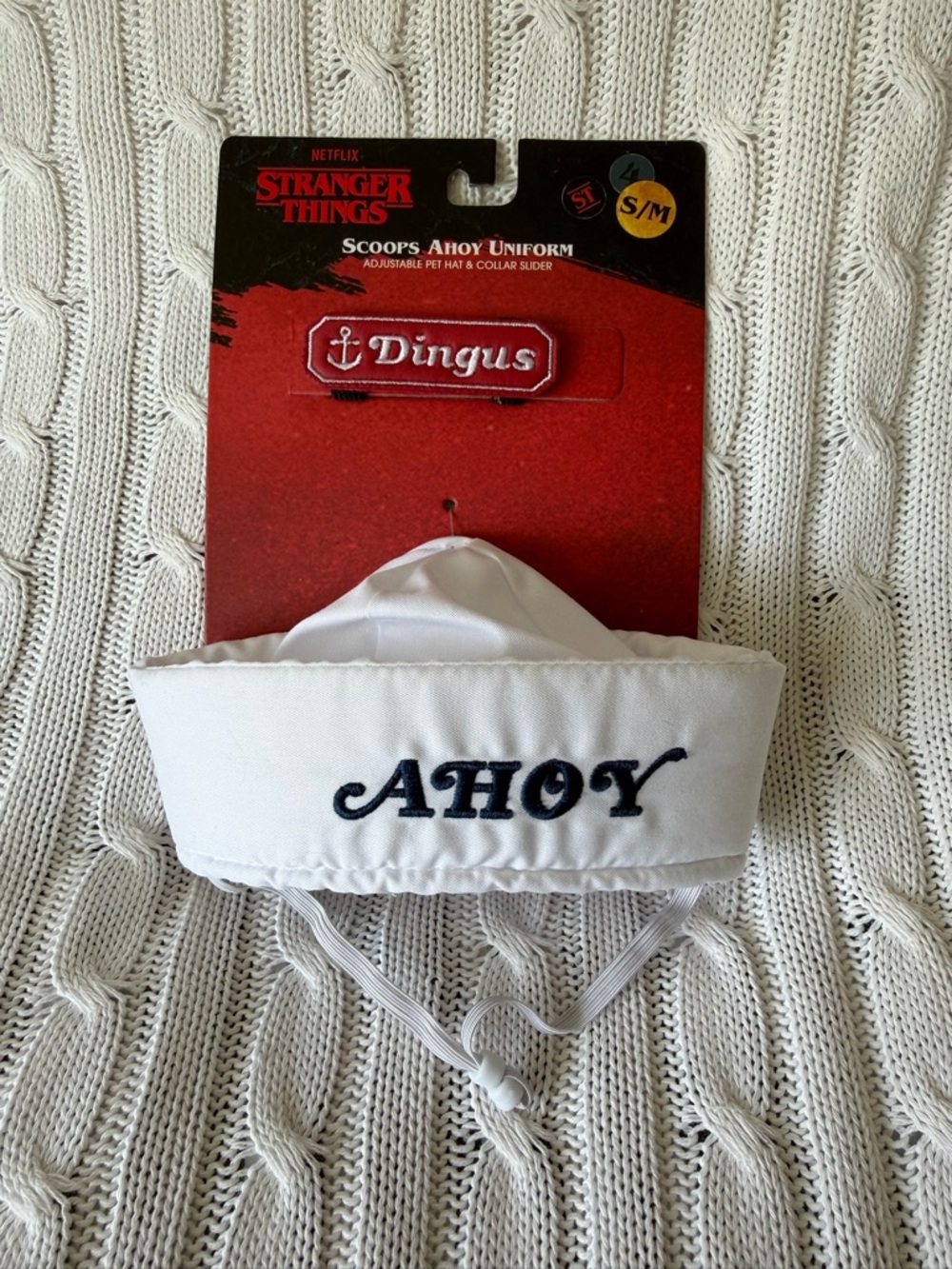 Stranger Things Halloween Costume NEW Scoops Ahoy Uniform Pet Hat Collar Dingus